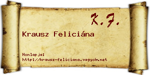 Krausz Feliciána névjegykártya